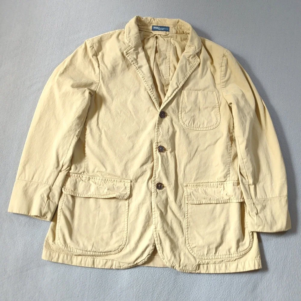 Polo Ralph Lauren Sport Coat Mens 42R Khaki Cotton Patch Pocket Blazer